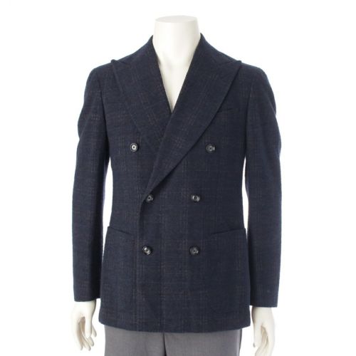 タリアトーレ ウール チェック ダブルブレスト テーラードジャケット アウター ネイビー 48