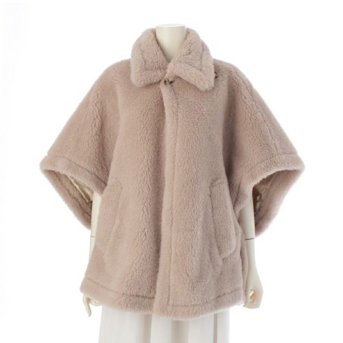 マックスマーラ 24年 TEBE1 テディベア アルパカ ウール シルク ポンチョ サンドベージュ UNICA