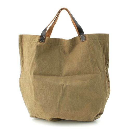 コムデギャルソン キャンバス×レザー トートバッグ カーキ