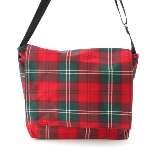 コムデギャルソン ウール キャンバス チェック柄 メッセンジャーバッグ クロスボディ ショルダーバッグ GQ-K20 レッド