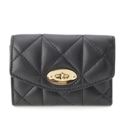 マルベリー キルティング ダーリー フォールデッド マルチカード 三つ折り財布 ウォレット ブラック