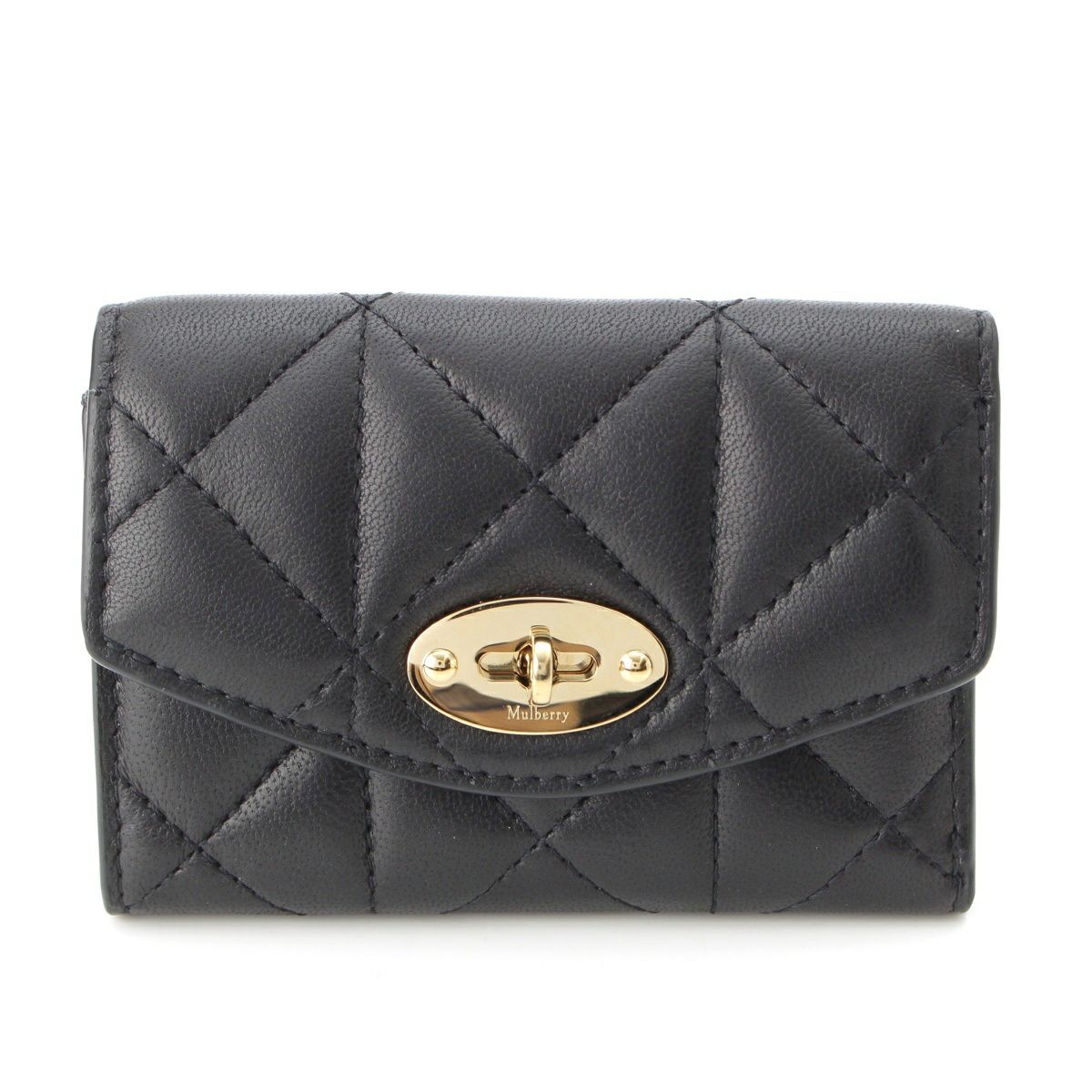 マルベリー キルティング ダーリー フォールデッド マルチカード 三つ折り財布 ウォレット ブラック