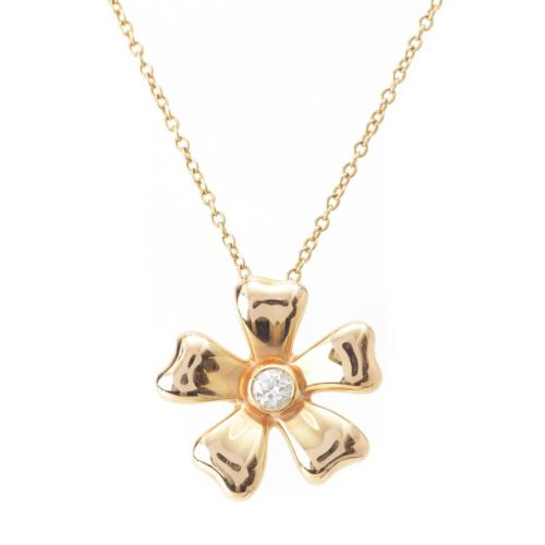 デビアス Au750 ワイルドフラワー 1P ダイヤモンド ネックレス アクセサリー ゴールド 5.1g