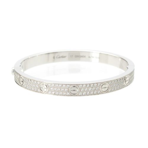 カルティエ ラブブレスレット WG 750 パヴェダイヤ ブレスレット アクセサリー Au750 17 シルバー 48.2g