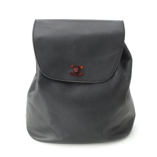 シャネル レザー ココマーク トーティシェル ターンロック リュック デイパック ブラック