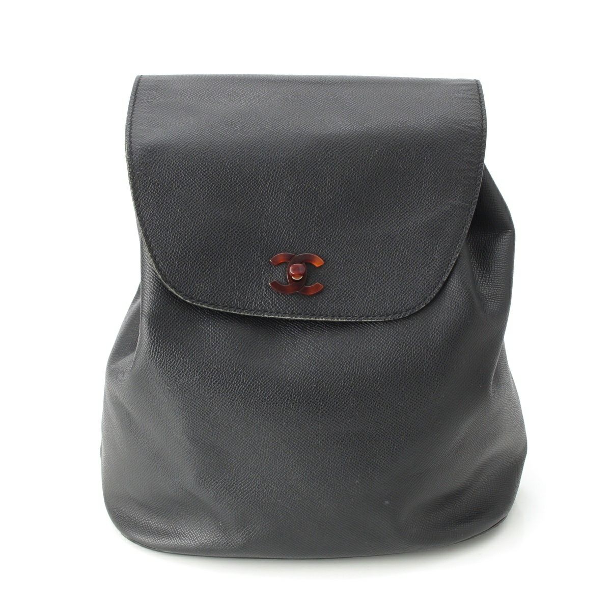 シャネル レザー ココマーク トーティシェル ターンロック リュック デイパック ブラック