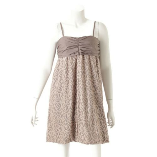 グレースコンチネンタル タフタリボン ワンピース レース グレー ベージュ 36