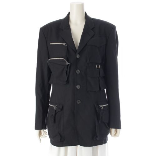 ジャンポールゴルチエ 1996S/S クラシック ウール 多重ポケット ジップ 4B テーラードジャケット ブラック 48