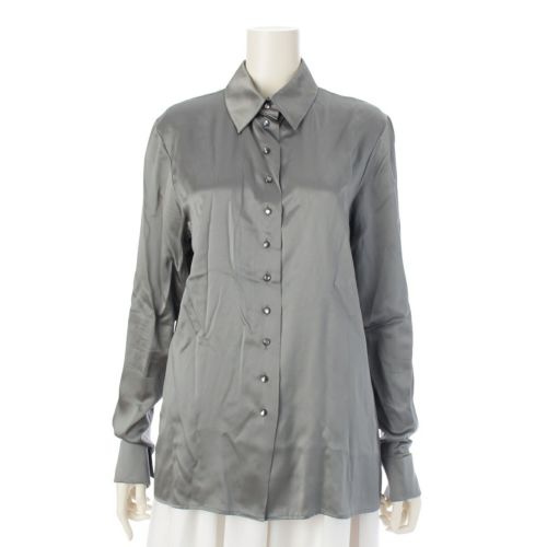 クリスチャンディオール ガリアーノ期 1997 シルク シャツ ブラウス トップス 7A12050072 シルバー グレー 40