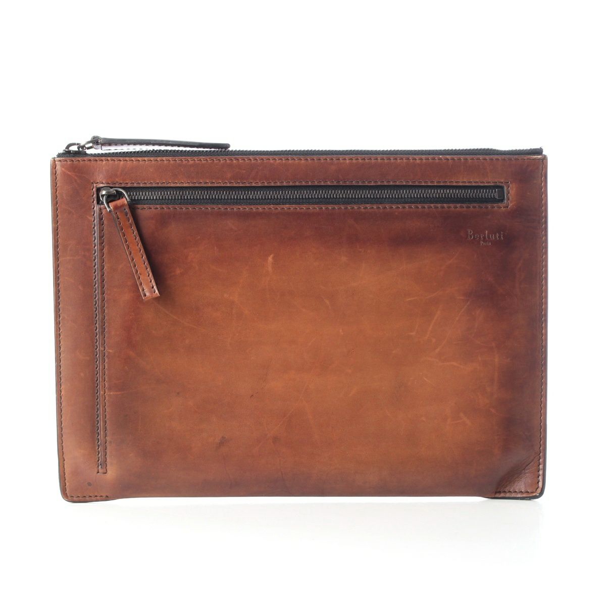 ベルルッティ レザー ロゴ ドキュメントケース クラッチ セカンドバッグ ブラウン
