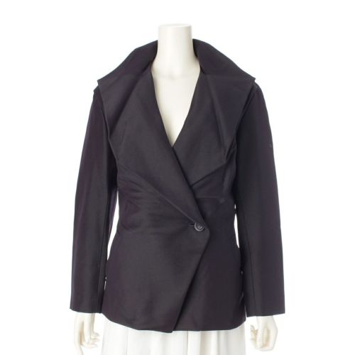 イッセイミヤケ 1998AW ナイロン キュプラ バイアス 変型 襟 テーラードジャケット トップス IM83-FD042 ダークパープル ネイビー系 M