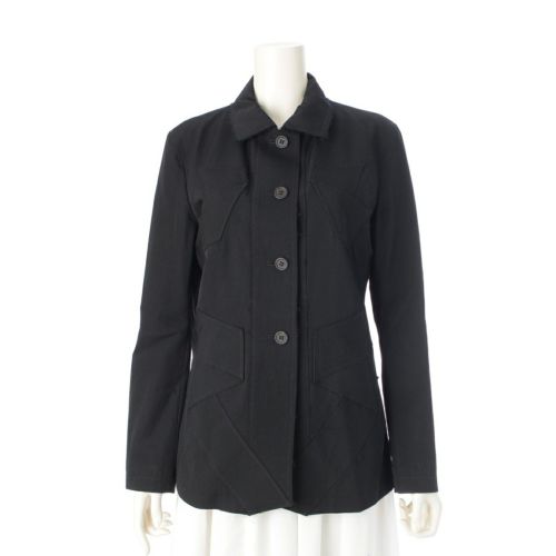 イッセイミヤケ 2002AW ウール パッチワーク ロング ジャケット コート アウター IM23FD106 ブラック 2