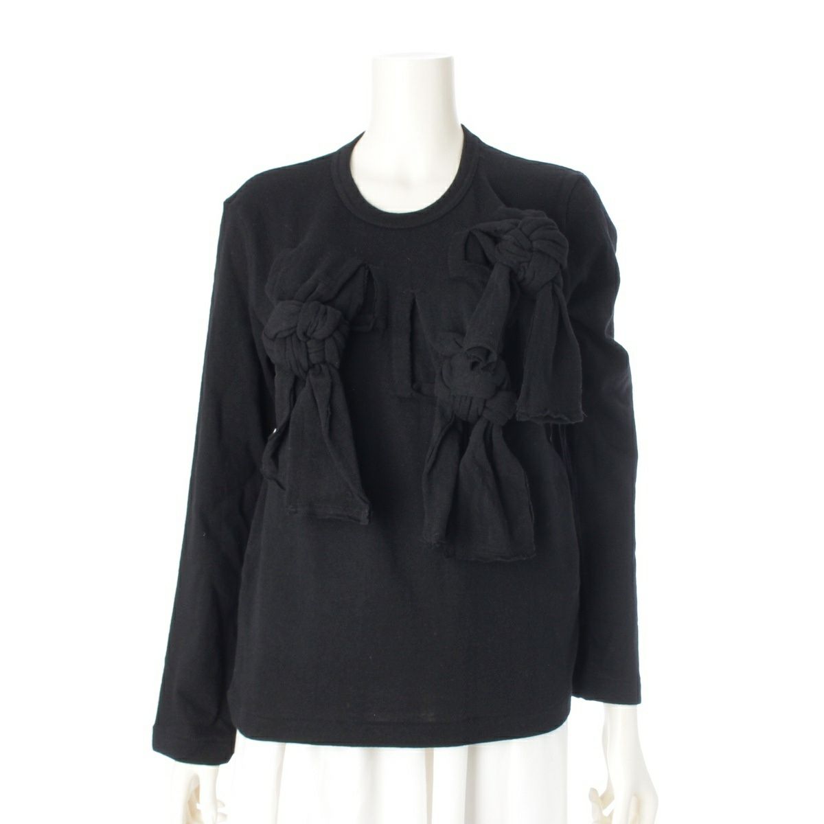 コムデギャルソン AD2014 ウール リボンデザイン クルーネック ニット セーター トップス GN-T010 ブラック M