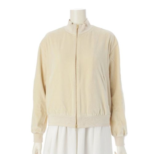 ドゥロワー ベロア 別珍 ロゴ刺繍 ジップアップ ブルゾン ジャケット アウター 6512-299-0812 ベージュ 1