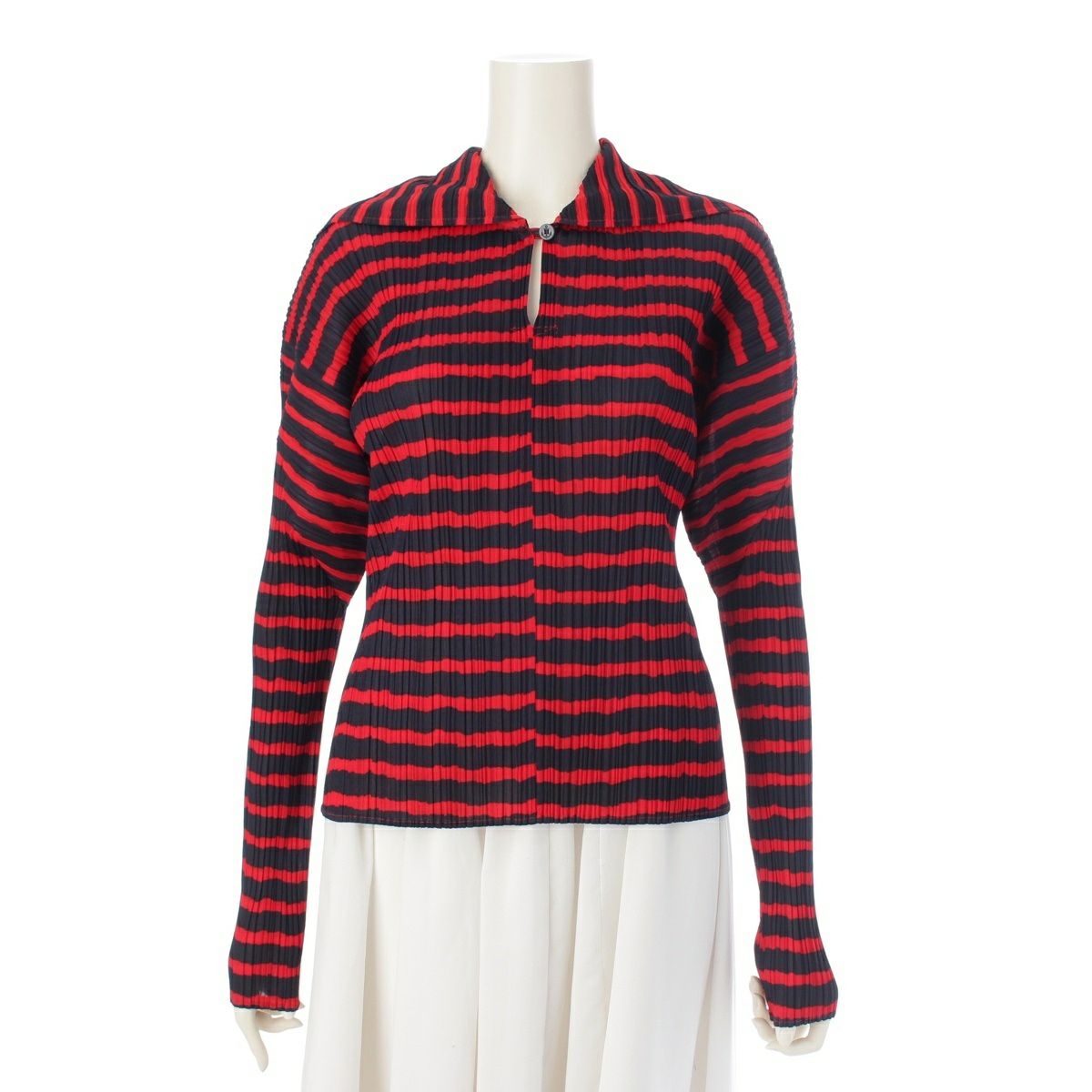 プリーツプリーズ イッセイミヤケ 1999 ボーダー スキッパー プル