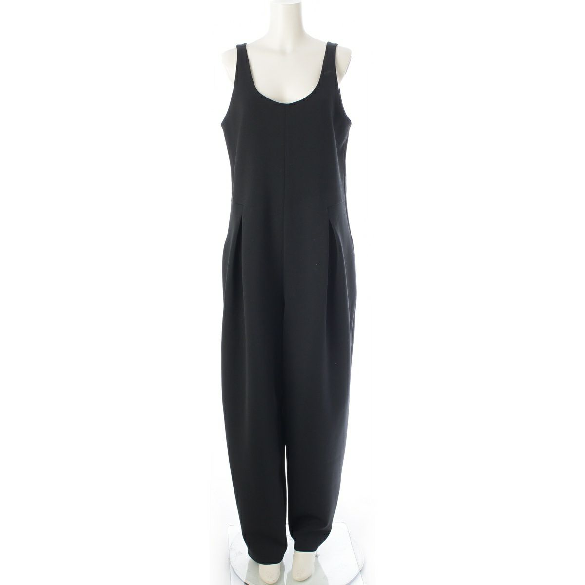 ザロウ Gage Jumpsuit ポリエステル シルク ノースリーブ オーバーオール オールインワン ジャンプスーツ ブラック M