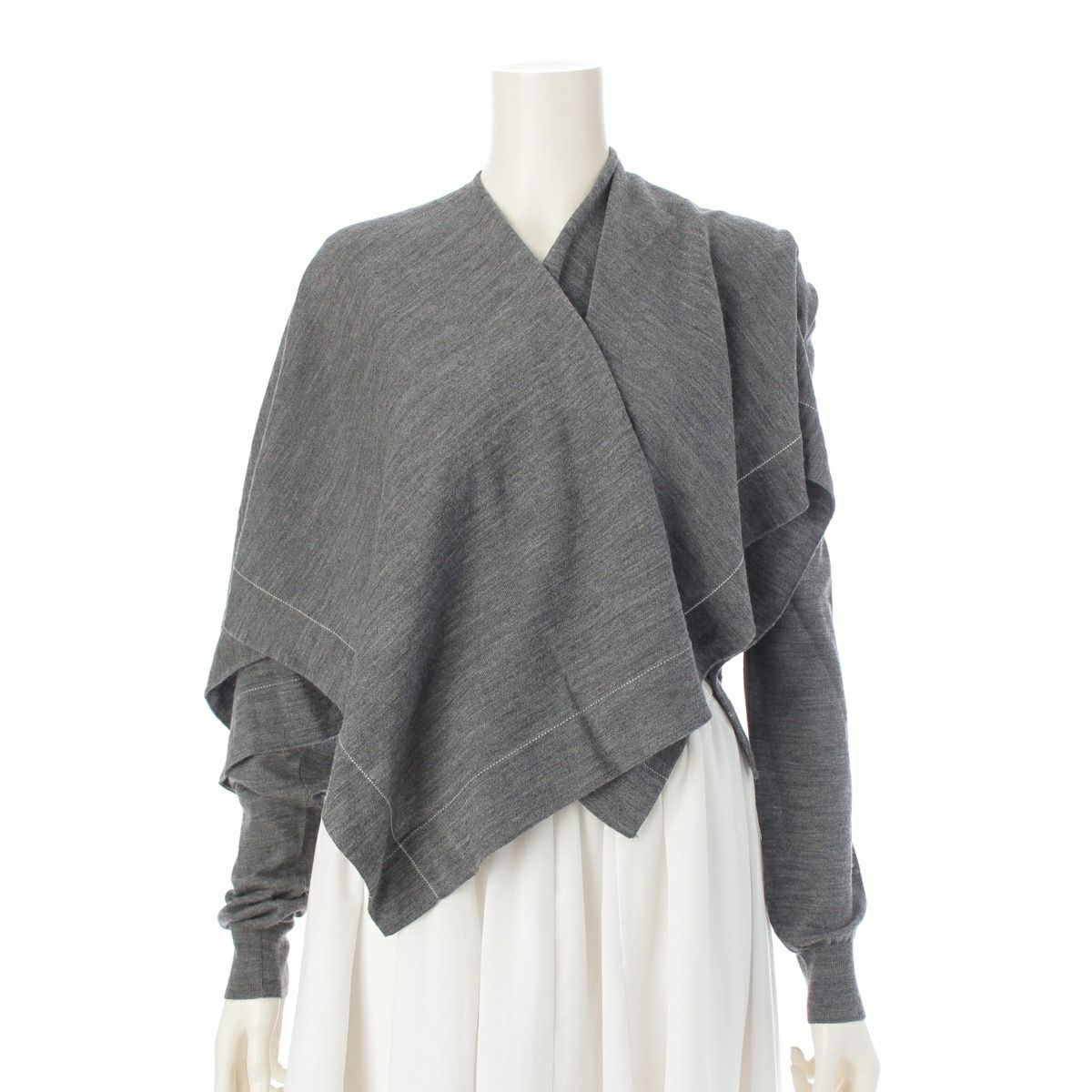 コムデギャルソン AD2003 ウール ニット 変形 ボタンレス カーディガン トップス GK-N012 グレー