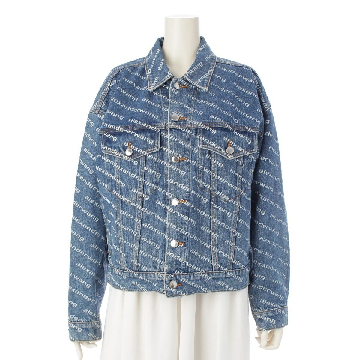 アレキサンダーワン ロゴ デニム テーラードジャケット アウター インディゴ S