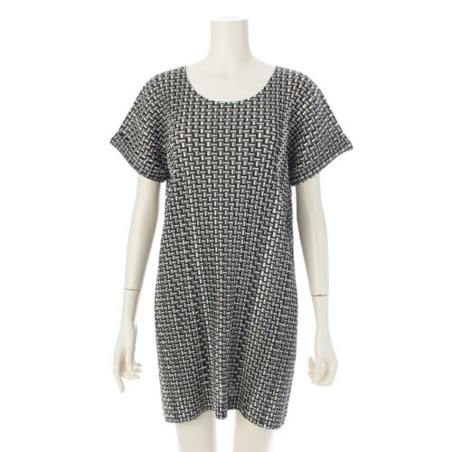 プリーツプリーズ イッセイミヤケ 幾何学柄 プリーツ ワンピース PP23-JT625 グレー ブラック ホワイト 3