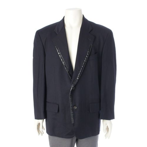 コムデギャルソンオムプリュス AD1991 91AW ウール 6.1 THE MEN PVC 切替 3B テーラードジャケット アウター ネイビー M