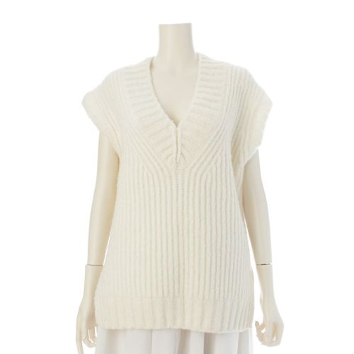 ドゥロワー 24AW FALL 13G ウール ナイロン 畔編み 厚手 ニット ベスト トップス 6518-199-0510 ホワイト