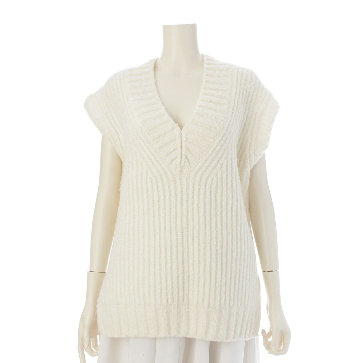 ドゥロワー 24AW FALL 13G ウール ナイロン 畔編み 厚手 ニット ベスト トップス 6518-199-0510 ホワイト