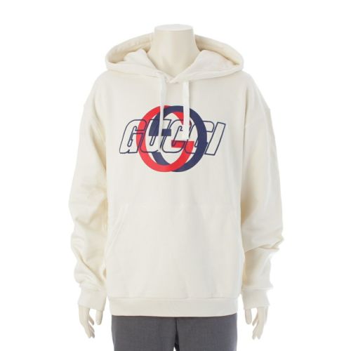 グッチ 24年 コットン プルオーバー パーカー ロゴ トップス 770839 ホワイト M