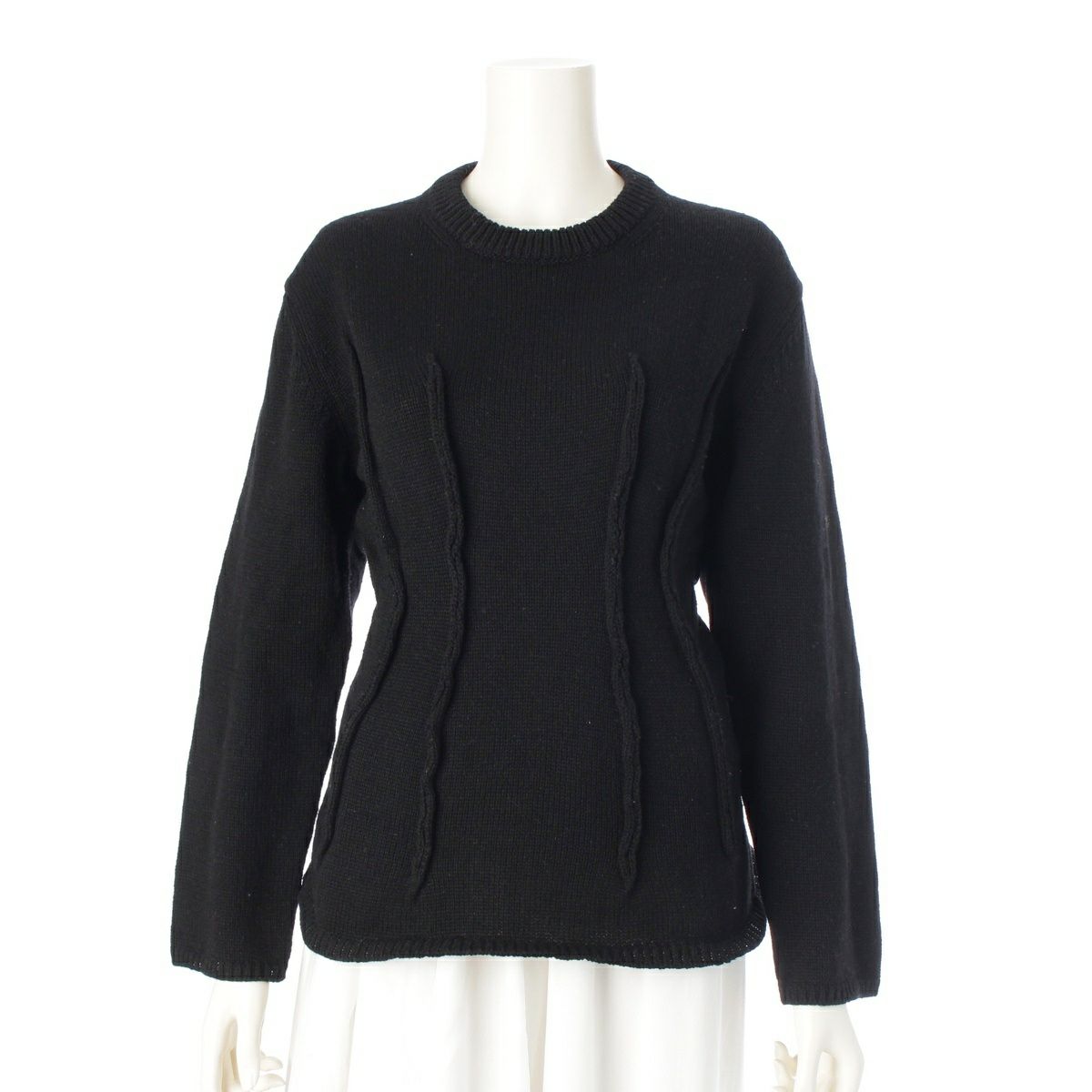 コムデギャルソン AD2022 22AW ウール アウトシーム ニット セーター トップス GJ-N503 ブラック XS