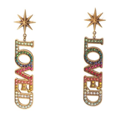 グッチ LOVED カラーストーン ピアス アクセサリー ゴールド レインボー