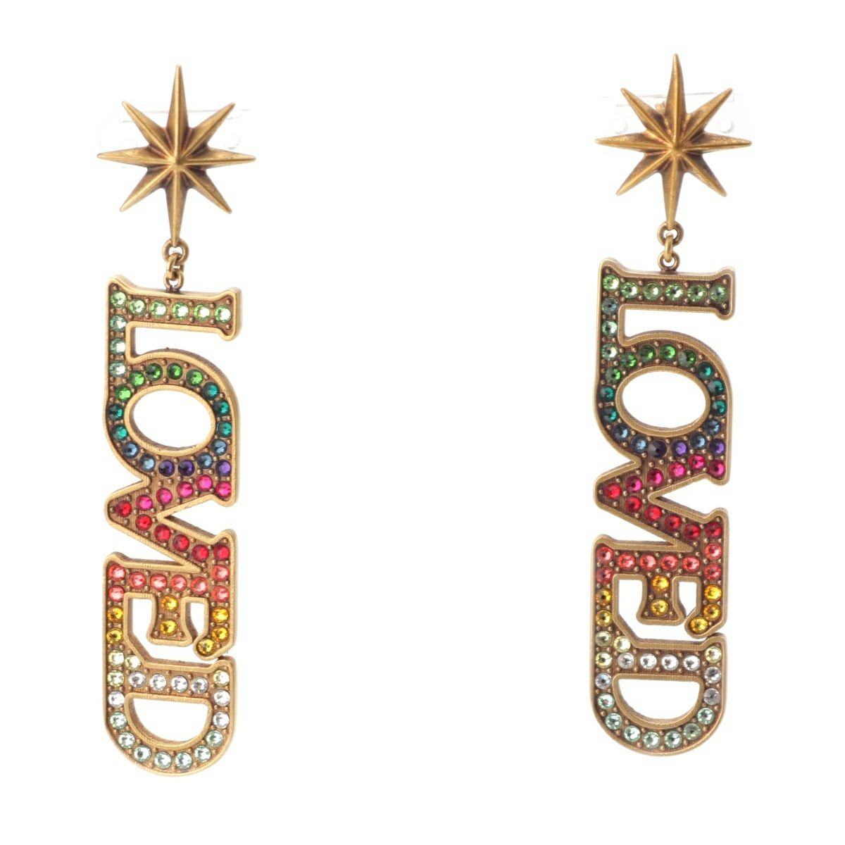 グッチ LOVED カラーストーン ピアス アクセサリー ゴールド レインボー