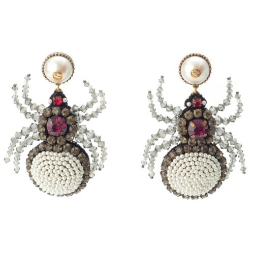 グッチ ビーズ GGマーモント スパイダー クモ パール カラーストーン ピアス アクセサリー ゴールド マルチカラー