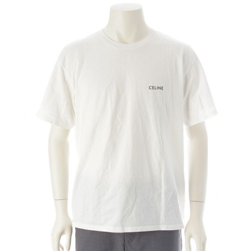 セリーヌ 24年 コットン ロゴ クールネック 半袖Ｔシャツ トップス 2X43C671 ホワイト M