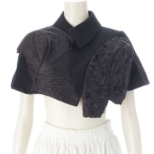 コムデギャルソン AD2009 ウール アシンメトリー スパンコール ショート丈 ポンチョ アウター GE-J034 ブラック XS