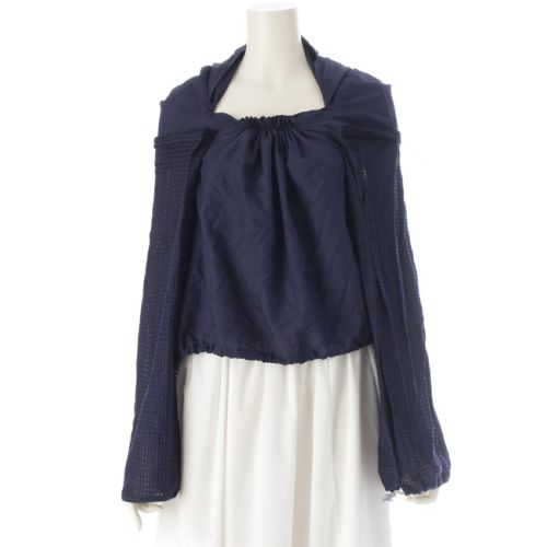 コムデギャルソン AD2007 異素材 ドッキング フーテッド 長袖 トップス GA-B013 ネイビー SS