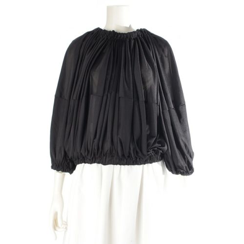 コムデギャルソン AD2020 ポリエステル ギャザー バルーンシルエット デザイン ロングスリーブ カットソー トップス GF-T017 ブラック XS