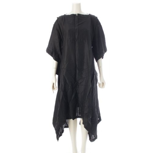 イッセイミヤケ ヴィンテージ 92S/S リネン デザイン ワンピース 半袖 IM21-FH003 ブラック M