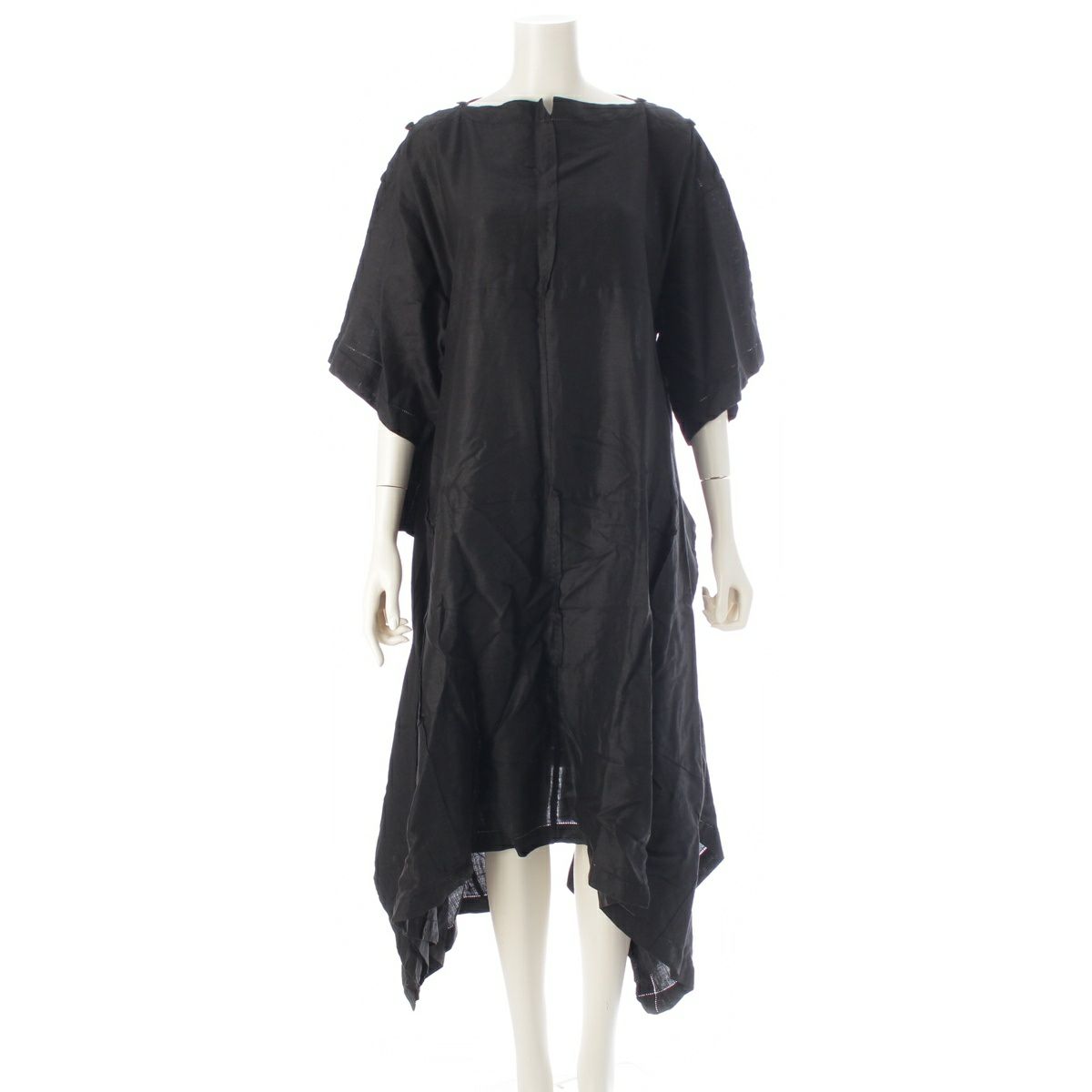 イッセイミヤケ ヴィンテージ 92S/S リネン デザイン ワンピース 半袖 IM21-FH003 ブラック M