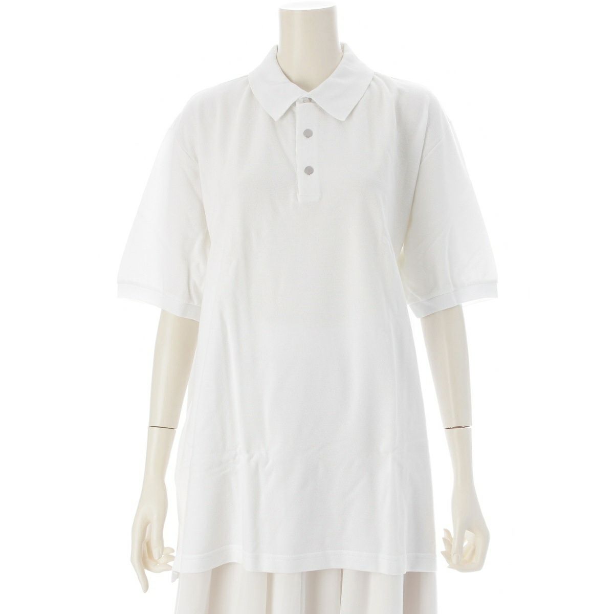 エルメス コットン セリエボタン ポロシャツ 半袖 トップス ホワイト XL