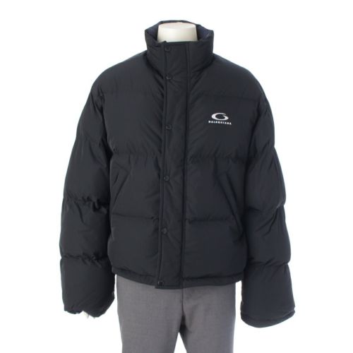 バレンシアガ 24年 ナイロン シルク リバーシブル ダウンジャケット アウター 808793 ブラック ネイビー 1