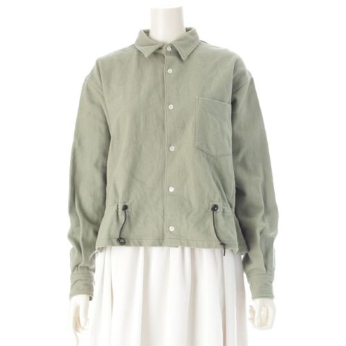 コムデギャルソンオムプリュス 90AW ウール ドローストリング クロップド 長袖シャツ PB-050280 ライトグリーン