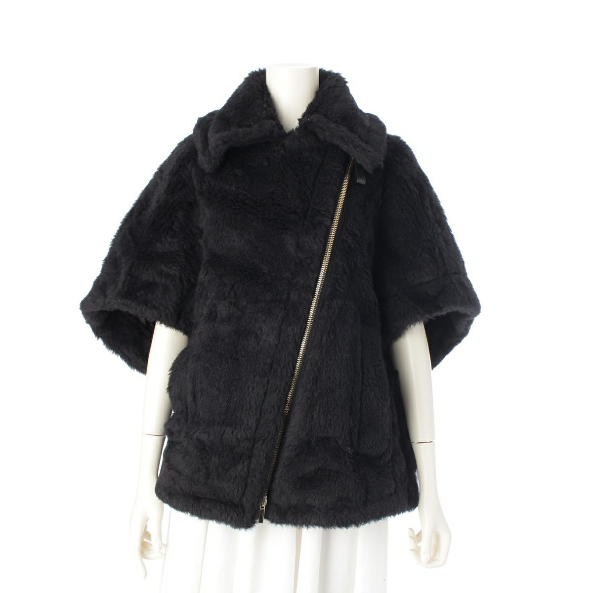 マックスマーラ 23年 テディベア アルパカ ウール ポンチョ ケープジャケット トップス アウター 23473613336 ブラック SM