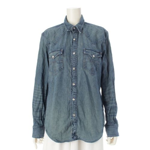 ラルフローレン RRL コットン デニム ウエスタン 長袖シャツ インディゴ M