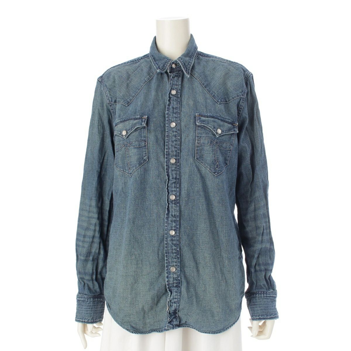 ラルフローレン RRL コットン デニム ウエスタン 長袖シャツ インディゴ M