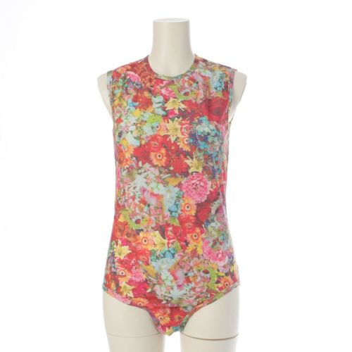 コムデギャルソン AD2003 コットン ポリエステル フローラル プリント ボディスーツ トップス ノースリーブ GM-T032 マルチカラー