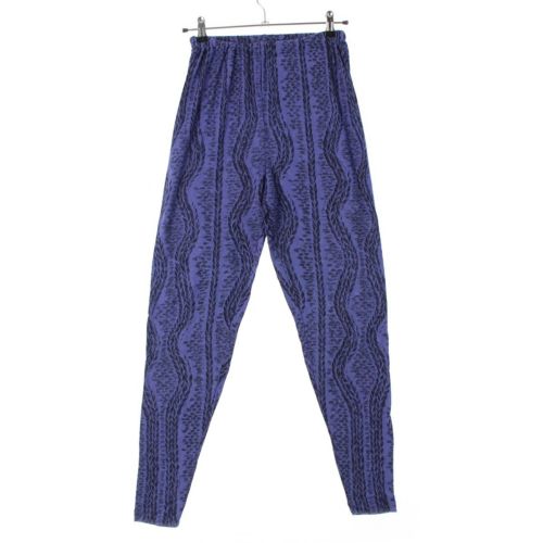 イッセイミヤケ 80s 1986年 筆タグ 総柄 ロープ柄 アクリルスパッツ ボトムス ブルー