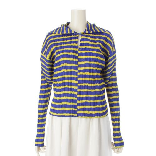 プリーツプリーズ イッセイミヤケ 96年 セーラーカラー マリン スキッパー ブラウス シャツ トップス PP96-JK094 ブルー イエロー 2