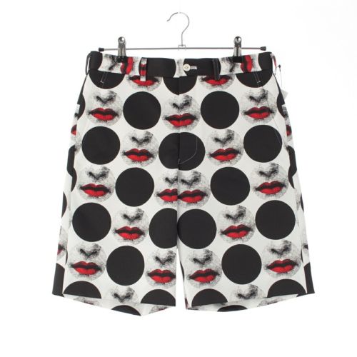 コムデギャルソン 17SS ポリエステル フォルナセッティ アーティスト フェイスプリント ドット ショート ハーフ AD2016 パンツ PS-P050 ホワイト ブラック XS