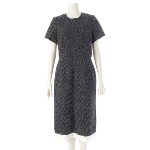 コムデギャルソン AD2014 ウール混 二重 半袖 ロング ワンピース ドレス GN-O030 グレー S