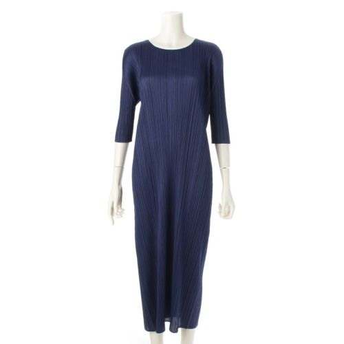 イッセイミヤケ 25SS プリーツプリーズ MERRY BICOLOR ドレス ワンピース ワンピース PP51-JH434 ネイビー 3