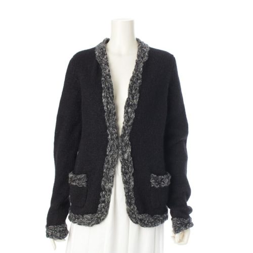 シャネル ウール×アルパカ×カシミヤ ココボタン ポケット カーディガン ニット トップス P42032K03173 ブラック 38